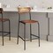Emma and Oliver Blanchard Set of 2 Bar Stools with Metal Frames and Solid Wood Seats and Backs with Antique Finishes